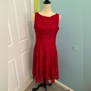 Black Label by Evan Picone Red Laced MIDI dress size 8